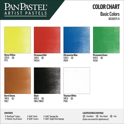 Sada suchých pastelov v téglikoch PanPastel, 7 ks + doplnky - Basic Colors