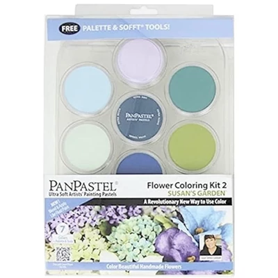 Sada suchých pastelov PanPastel, 7 ks + doplnky - Flower Coloring 2