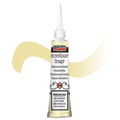 Kontúrovacia farba Pentart, univerzálna, 20 ml - trblietavá zlatá, metalická