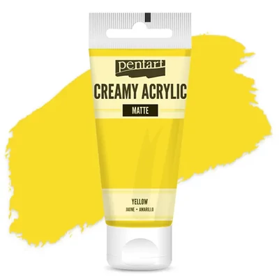 Krémová akrylová farba Pentart, matná, 60 ml - žltá