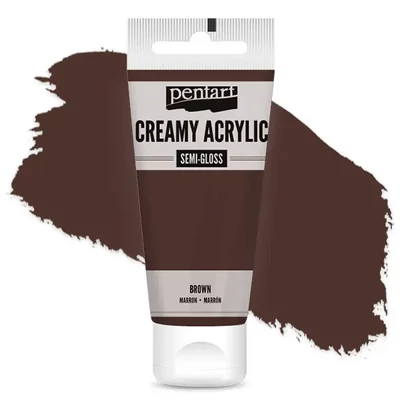 Krémová akrylová farba Pentart, s hodvábnym leskom, 60 ml - hnedá