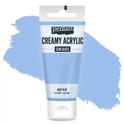 Krémová akrylová farba Pentart, s hodvábnym leskom, 60 ml - detská modrá