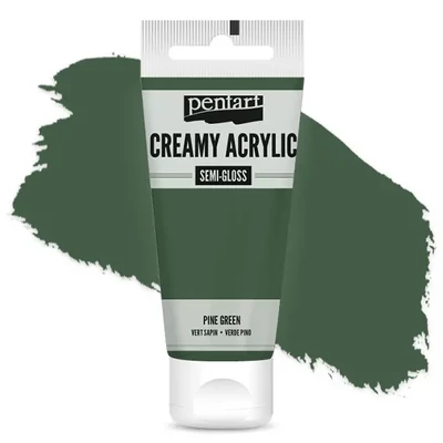 Krémová akrylová farba Pentart, s hodvábnym leskom, 60 ml - borovicovo zelená