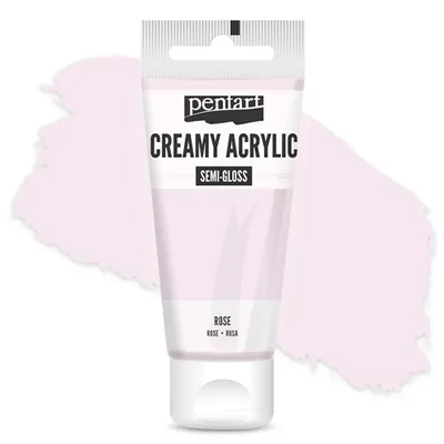 Krémová akrylová farba Pentart, s hodvábnym leskom, 60 ml - ružová