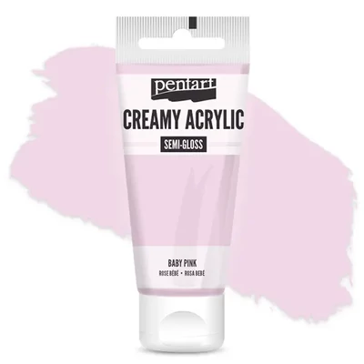 Krémová akrylová farba Pentart, s hodvábnym leskom, 60 ml - detská ružová