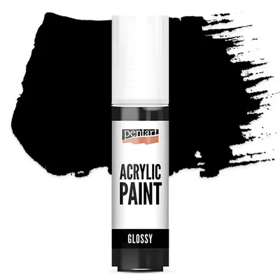 Lesklá akrylová farba Pentart, 20 ml - čierna