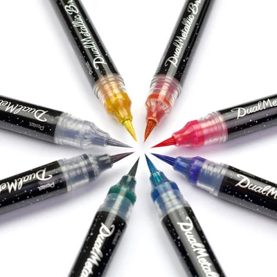 Štetcový popisovač Pentel Dual Metallic Brush Pen - v rôznych farbách