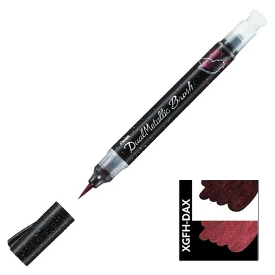 Štetcový popisovač Pentel Dual Metallic Brush Pen, XGFH-DAX, čierno-metalický červený