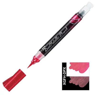 Štetcový popisovač Pentel Dual Metallic Brush Pen, XGFH-DPX, ružovo-metalický ružový