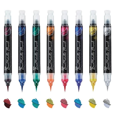 Štetcový popisovač Pentel Dual Metallic Brush Pen - v rôznych farbách