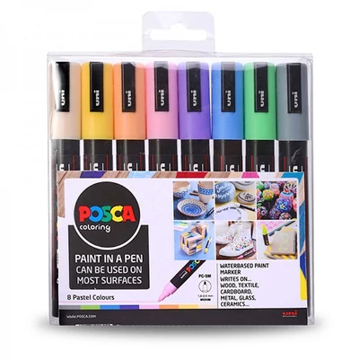 Sada popisovačov UNI POSCA PC-3M - 8 ks, pastel