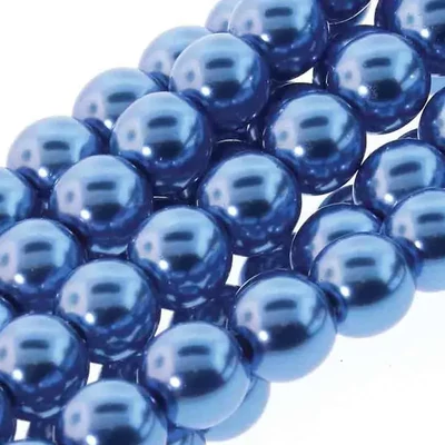 Reťaz českých sklenených korálikov tekla, 6 mm, 75 ks - Persian Blue
