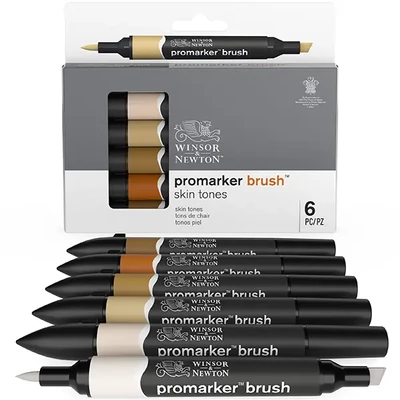 Sada obojstranných alkoholových štetcových popisovačov Promarker Brush - 6 ks, skin tones