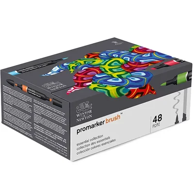 Sada obojstranných alkoholových popisovačov Promarker Brush – 48 ks, essential collection set