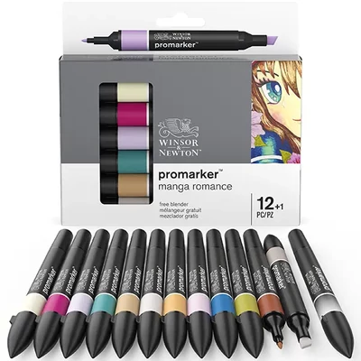 Sada obojstranných alkoholových popisovačov ProMarker - 12+1 ks, manga romance