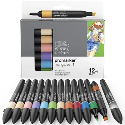 Sada obojstranných alkoholových popisovačov ProMarker - 12+1 ks, Manga Set 1