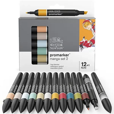 Sada obojstranných alkoholových popisovačov ProMarker - 12+1 ks, Manga Set 2