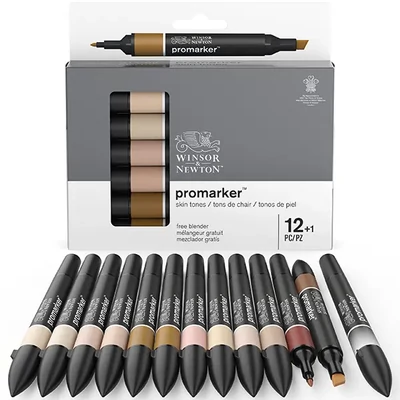 Sada obojstranných alkoholových popisovačov ProMarker - 12+1 ks, skin tones