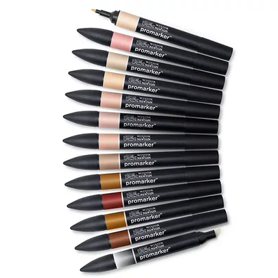 Sada obojstranných alkoholových popisovačov ProMarker - 12+1 ks, skin tones