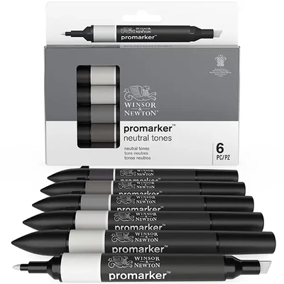 Sada obojstranných alkoholových popisovačov ProMarker - 6 ks, neutral tones