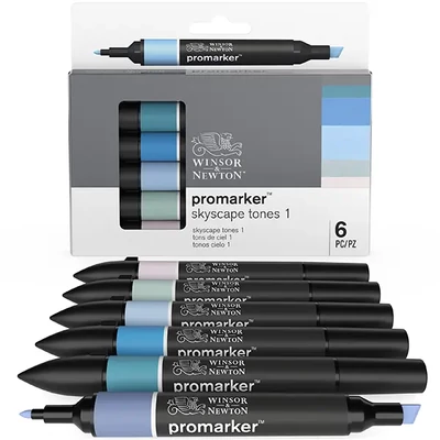 Sada obojstranných alkoholových popisovačov ProMarker - 6 ks, skyscape tones 1