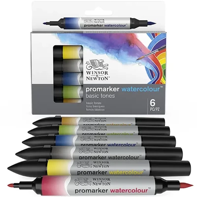 Sada obojstranných akvarelových popisovačov Promarker Watercolor - 6 ks, basic tones