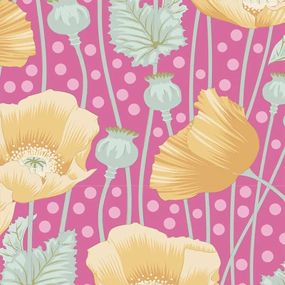 Patchworková tkanina - Tilda Gardenlife - Poppies Pink 100303