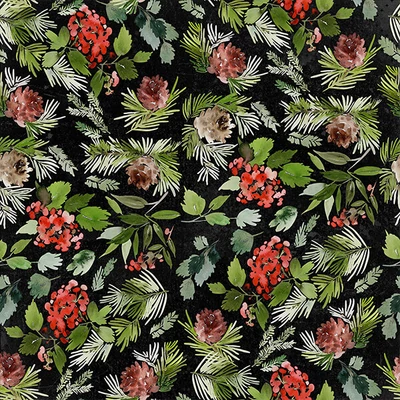 Patchworková tkanina - Free Spirit - Christmastime. by Tim Holtz 162BLACK