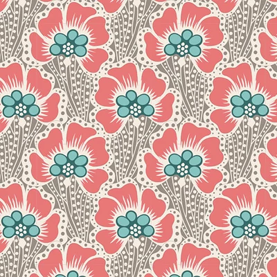 Patchworková tkanina - Tilda Cotton Beach - Ocean flower grey 100330