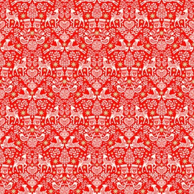 Patchworková tkanina - Makower - Christmas Scandi Folk Red  2459-R