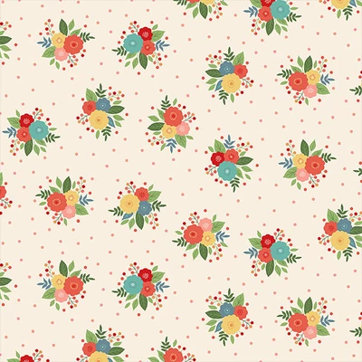 Patchworková tkanina - Makower - Amelia Posy cream 2509-Q