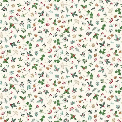 Patchworková tkanina - Makower - Good Tidings Sprig Cream 105/Q