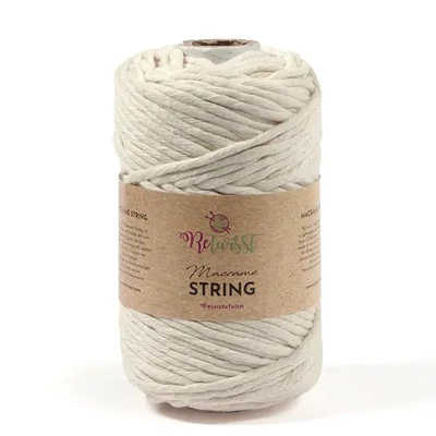 Macramé priadza, ReTwisst Macrame String, 3 mm, 250 g - 07, špinavo biela