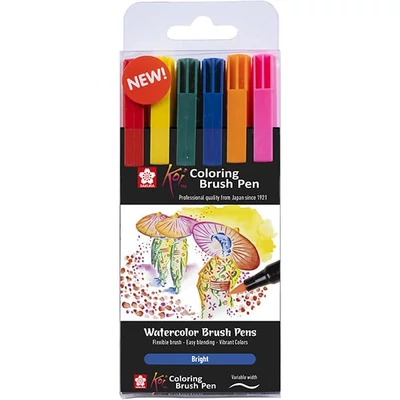 Sada štetcových popisovačov Sakura Koi Brush - 6 ks, Bright