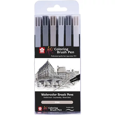 Sada štetcových popisovačov Sakura Koi Brush Pen - 6 ks, Urban