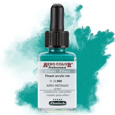 Farba do retušovacieho pištoľa Schmincke AERO COLOR Professional, 28 ml - 905, AERO METALLIC green