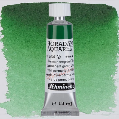 Akvarelová farba v tube Schmincke Horadam, 15 ml - 534, permanent green olive