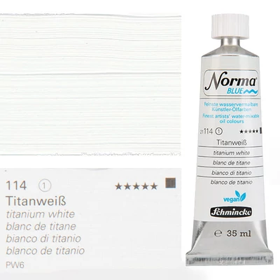 Vegánska olejová farba na vodnej báze Schmincke Norma Blue, 35 ml - 114, titanium white