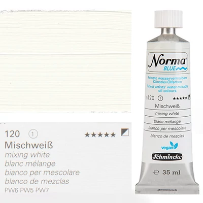 Vegánska olejová farba na vodnej báze Schmincke Norma Blue, 35 ml - 120, mixing white