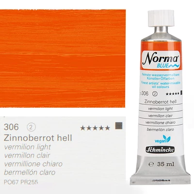 Vegánska olejová farba na vodnej báze Schmincke Norma Blue, 35 ml - 306, vermilion light