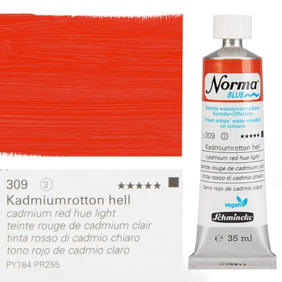 Vegánska olejová farba na vodnej báze Schmincke Norma Blue, 35 ml - 309, cadmium red hue light