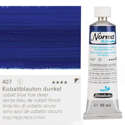 Vegánska olejová farba na vodnej báze Schmincke Norma Blue, 35 ml - 407, cobalt blue hue deep