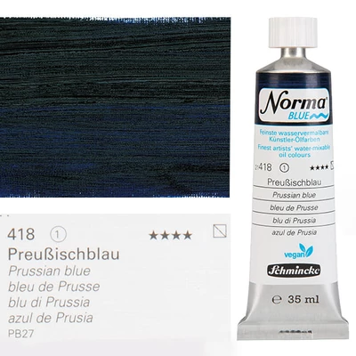 Vegánska olejová farba na vodnej báze Schmincke Norma Blue, 35 ml - 418, prussian blue