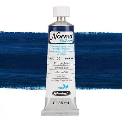 Vegánska olejová farba na vodnej báze Schmincke Norma Blue, 35 ml - 420, phthalo blue