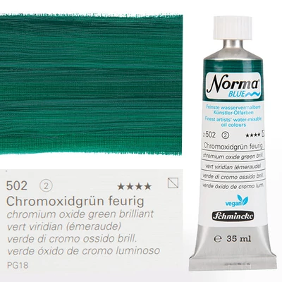 Vegánska olejová farba na vodnej báze Schmincke Norma Blue, 35 ml - 502, chromium oxide green brilliant