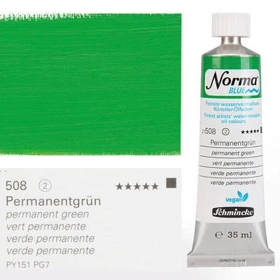 Vegánska olejová farba na vodnej báze Schmincke Norma Blue, 35 ml - 508, permanent green