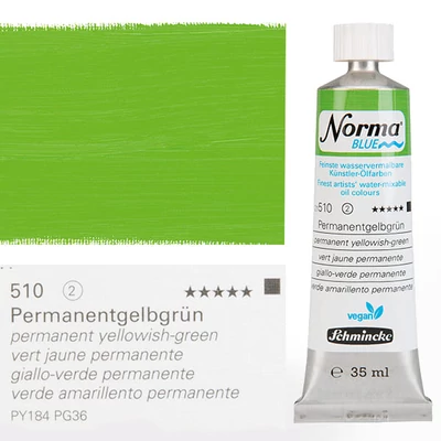 Vegánska olejová farba na vodnej báze Schmincke Norma Blue, 35 ml - 510, permanent yellowish green