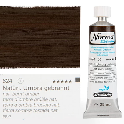 Vegánska olejová farba na vodnej báze Schmincke Norma Blue, 35 ml - 624, natural burnt umber