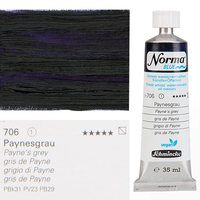Vegánska olejová farba na vodnej báze Schmincke Norma Blue, 35 ml - 706, payne's grey