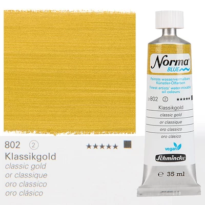 Vegánska olejová farba na vodnej báze Schmincke Norma Blue, 35 ml - 802, classic gold